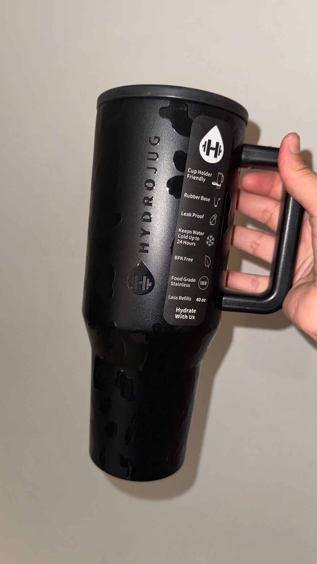 Gourde Isotherme avec Paille 1 Litre 200 mL - HydroJug Léopard Noir  🇺🇸