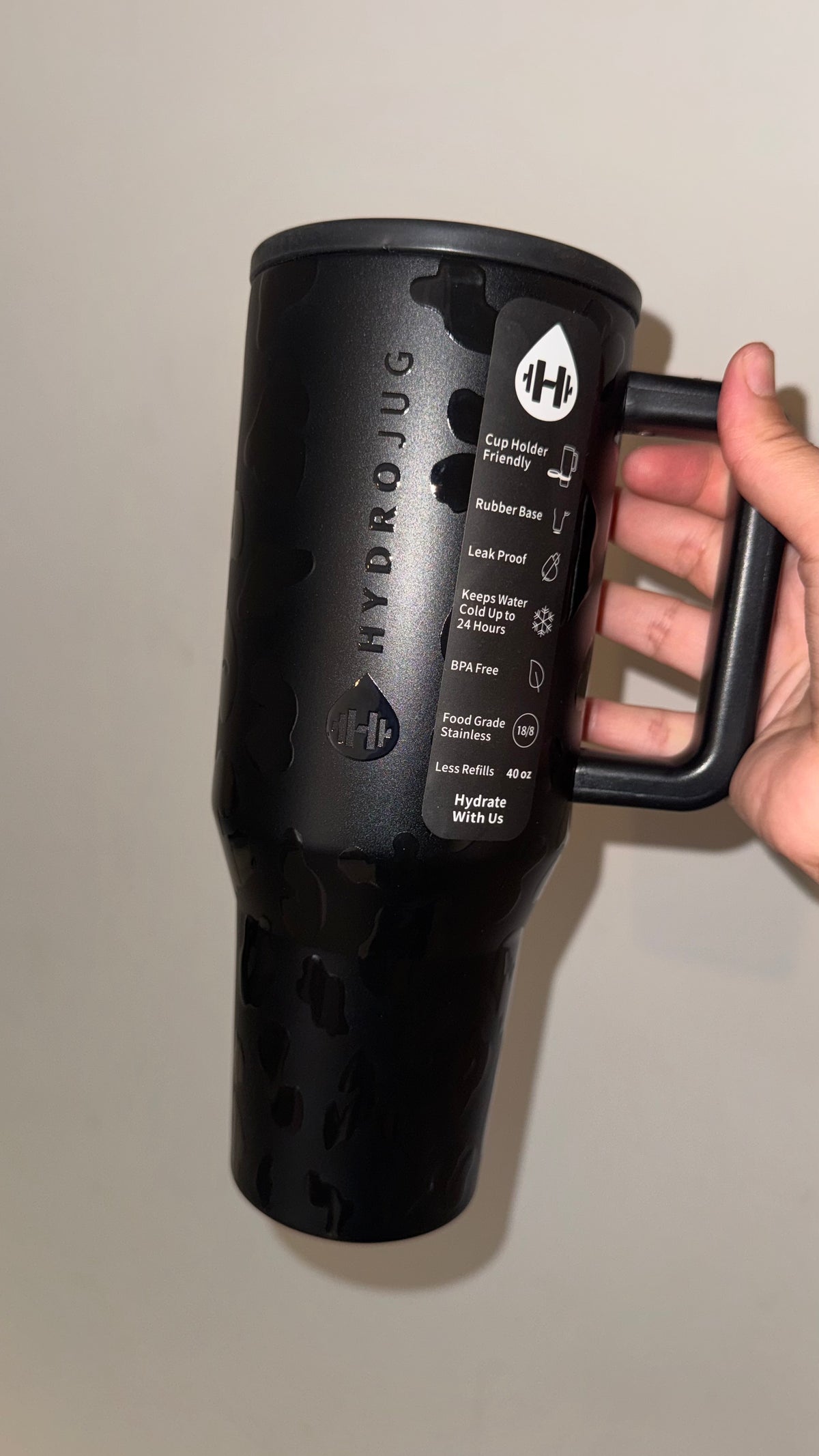 Gourde Isotherme avec Paille 1 Litre 200 mL - HydroJug Léopard Noir  🇺🇸