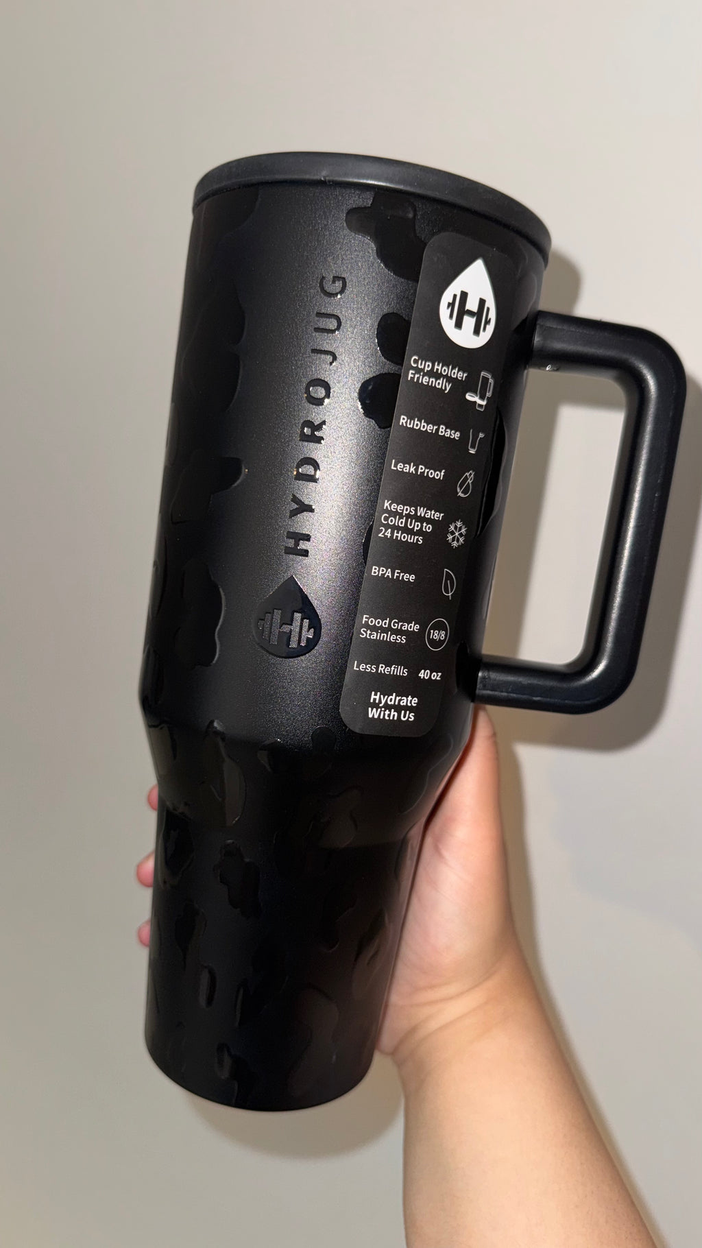 Gourde Isotherme avec Paille 1 Litre 200 mL - HydroJug Léopard Noir  🇺🇸